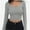 Gray, variant on Women Crew Neck Knitted Crop Shirt Long Sleeve Low Cut Basic Solid Tee Sexy Cutout Blouse Top Streetwear