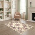 thumbnail image 2 of ODIKA 4'x6' Ultra-Soft Area Rug, Boho Bouquet Distressed Farmhouse Scrollwork Border Ornate Vintage Flowing None Washable, Bare feet friendly, Silk-Touch for Bedroom Home office, 2 of 7