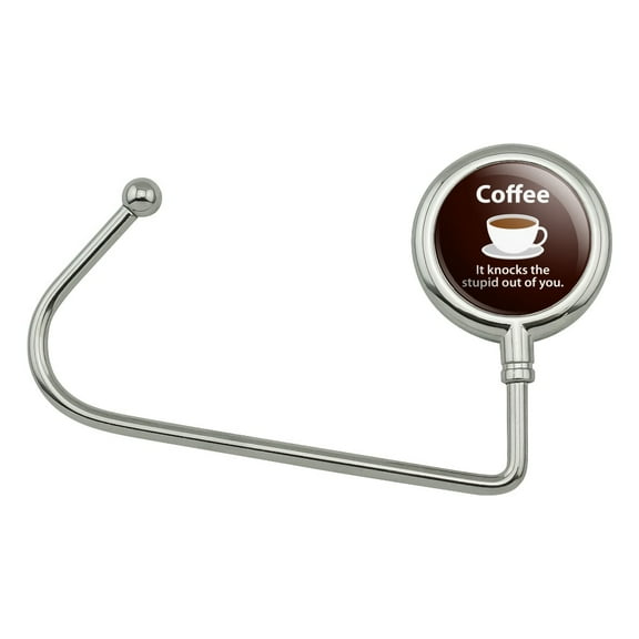 Coffee Knocks the Stupid Out of You Funny Purse Bag Hanger Holder Hook