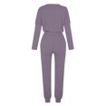 thumbnail image 5 of Women Long Sleeve Color Block Patchwork Crewneck T Shirt Top Blouse And Long Pants Leggings Casual Outfit Set Women'S Casual Capris, 5 of 5