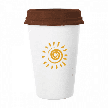 

Sun Sunshine Yellow Hand Painting Mug Coffee Drinking Glass Pottery Cerac Cup Lid