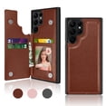 thumbnail image 1 of Takfox For Samsung Galaxy S22 Ultra Wallet Case with Card Holder, PU Leather Credit Card Slots Slim Protective Folio Flip Case TPU Frame Bumper Magnetic Closure Cover,Brown, 1 of 7