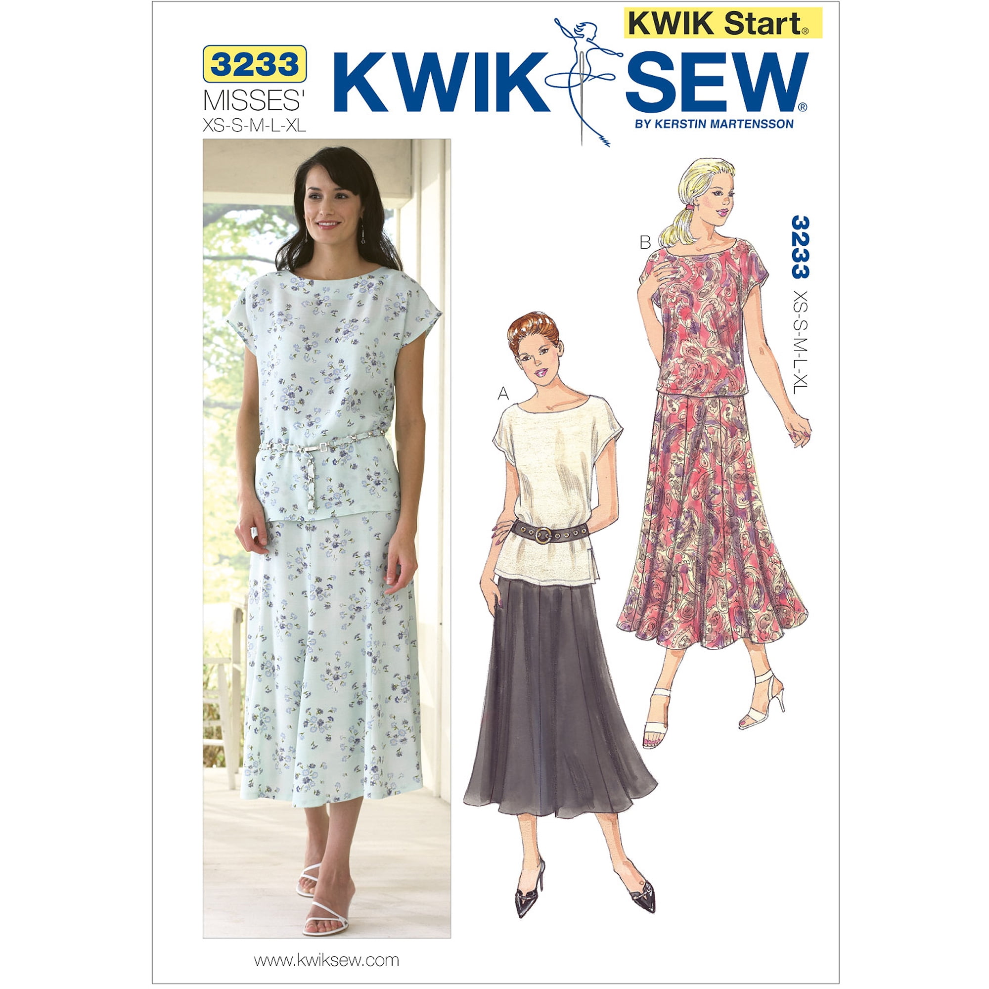 Kwik Sew Pattern Tops and Skirt, (XS, S, M, L, XL)