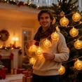 thumbnail image 6 of Christmas LED Letter String Lights - (196.85in/500cm 20LED) Transparent Round Bulbs, Warm White Glow, Plug-In Design for Indoor/Outdoor Decor, Perfect for Christmas Trees, Windows, Parties, Yellow, 6 of 7