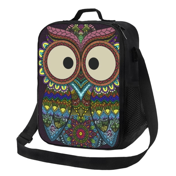 Balery Boho Owl Caja de Almuerzo y Bolsa de Almuerzo para Hombres y Mujeres, Bolsa de Almuerzo Reutilizable con Gran Capacidad, Bolsa de Almuerzo Aislada