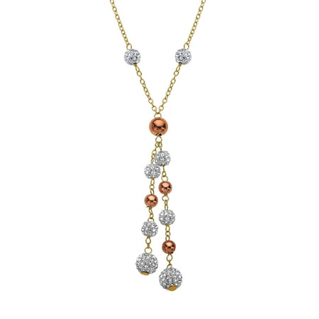 Luminesse Lariat Necklace with Swarovski Crystals in 18kt Yellow & Pink Gold-Plated Sterling Silver