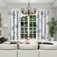 thumbnail image 4 of Lfeey Kitchen Curtains 63 inch Long, Grommet Top 2 Panels for Bedroom Bathroom Window, Blue Floral, 4 of 6
