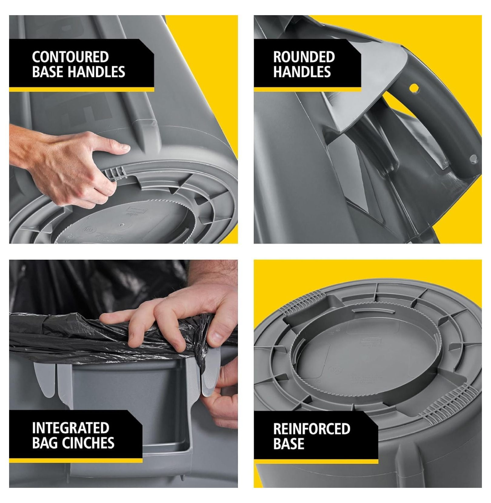 20 Gallon Round Trash Can - Heavy Duty Brute Waste Container for Home, Office, Construction - Black