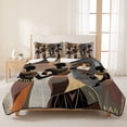 thumbnail image 3 of Full Quilt Set 78''x90'', Black Brown Girls Boho Lightweight Bedspread Coverlet Set with 2 Pillow Shams, Grey Vintage Ethnic Abstract Art Breathable All Season Quilt Bedding for Bedroom/Guest Room, 3 of 9