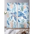 thumbnail image 4 of Underwater Sea Sheer Curtains 108 Inch Long 2 Panels, Turtles Jellyfish Corals Summer Marine Life Light Filtering Rod Pocket Curtains, Sheer Voile Drapes for Living Room Bedroom, 52"x108", 4 of 8