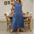 thumbnail image 2 of Meichang Womens Summer Dresses Sleeveless Crew Neck Midi Dress Casual Solid Loose Fit Beach Sundresses 2025 Long Dress with Pockets, 2 of 7
