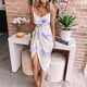 thumbnail image 2 of Vestido túnica de verano para mujer, cuello en V, informal, suelto, fluido, vestidos de cambio de columpio Fokelyi WMZY-757-103, 2 of 2