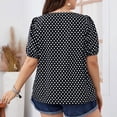 thumbnail image 5 of Jewelreauty Women Plus Size Polka Dot Tops Puff Short Sleeve Square Neck Chiffon Blouses Casual Tunic Tee (3XL, Black), 5 of 8