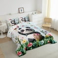 thumbnail image 3 of Castle Fairy Floral Panda 3pcs King Size Comforter Sets,Cartoon Animal Bedding Comforter Set,Love Heart Print Super Cozy Bedding Set,Ultra Soft Wildlife Home Decor,Reversible, 3 of 8