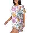 thumbnail image 2 of Qekee Donuts and Coffee Women's Pajama Set Short Sleeve Sleepwear Summer Home Wear with Pockets Soft Short Sleeve Shirt - Donuts and Coffee, 2 of 9