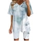 thumbnail image 1 of Blusas para Mujeres Casual V-Cuello Impresión de Manga Corta Blusa Y Pantalones Cortos Conjunto, Traje Casual para la Primavera, 1 of 4
