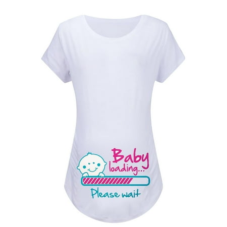

jbyrvq Maternity Clothes Women Short Sleeve Cartoon Print Tops T-shirt Pregnancy Clothes
