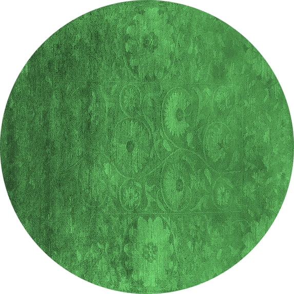 Ahgly Company Indoor Round Oriental Emerald Green Industrial Area Rugs, 8' Round