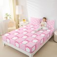 thumbnail image 3 of Manfei Happy Halloween Ghosts Queen Sheets,Pink Classic Checkered Print Queen Sheet Sets,4pcs,1 Flat Sheet, 1 Fitted Sheet and 2 Pillowcases, 3 of 6