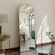 GLSL Length Mirror Arch Standing Floor Mirror, 64x21 Arched Wall Mirror, Gold