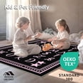 thumbnail image 4 of ODIKA 6'x9' Machine Washable Non-Slip Area Rug, Enchanted Showcasing Scripted Alphabet with Dotted Borders High Traffic Rug with Pad, Black, 692267, 4 of 8