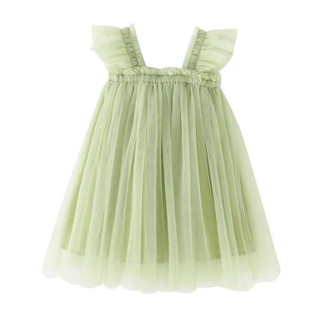 Yuyuzo Robe Superposée en Tulle pour Bébés Filles Robes d'Anniversaire Manches Courtes à Volants Robes de Princesse