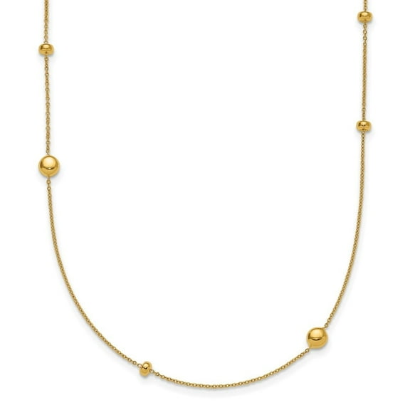 Auriga Fine Jewelry 18K Yellow Gold Polished Bead Station Necklace for Men 34"