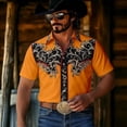 thumbnail image 2 of LIIPEE Western Cowboy Floral Graphic Shirt For Men Short Sleeve Turn Down Collar Button Up Shirts Male Comfortable Breathable Tops,XXL, 2 of 5