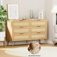 thumbnail image 4 of Dresser for Bedroom with 6 Drawers and Metal Handle,Sturdy Frame Modern Bedroom Furniture, Chest of Drawers, White Dressers with Drawers for Closet Hallway, Living Room, Entryway, 4 of 15