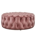 thumbnail image 4 of Round Ottoman Accent Tufted Chair , Pink, Velvet, Modern Contemporary, Living Lounge Cafe Room Hotel Lobby Hospitality, 4 of 6