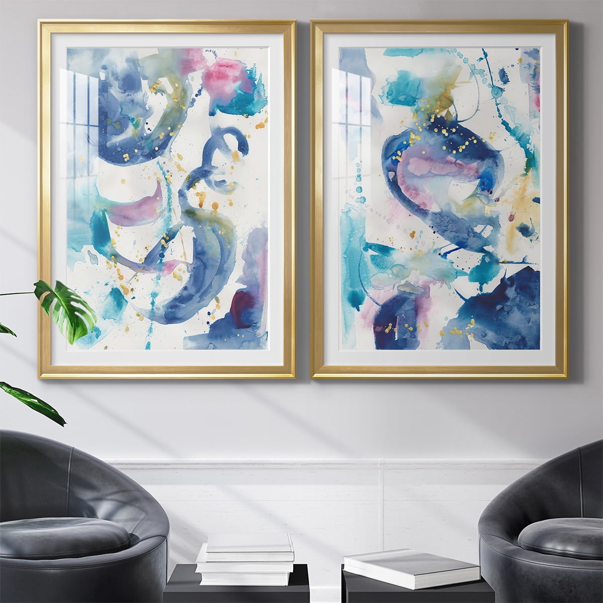 Wexford Home Fiesta I Premium Framed Print, 26.5" x 36.5" - Ready to Hang, Gold (Set of 2)