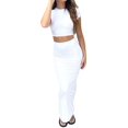 thumbnail image 2 of Womens 2 Piece Sets Short Sleeve Crewneck Cropped Top Bodycon Maxi Skirt Outfit White L, 2 of 8