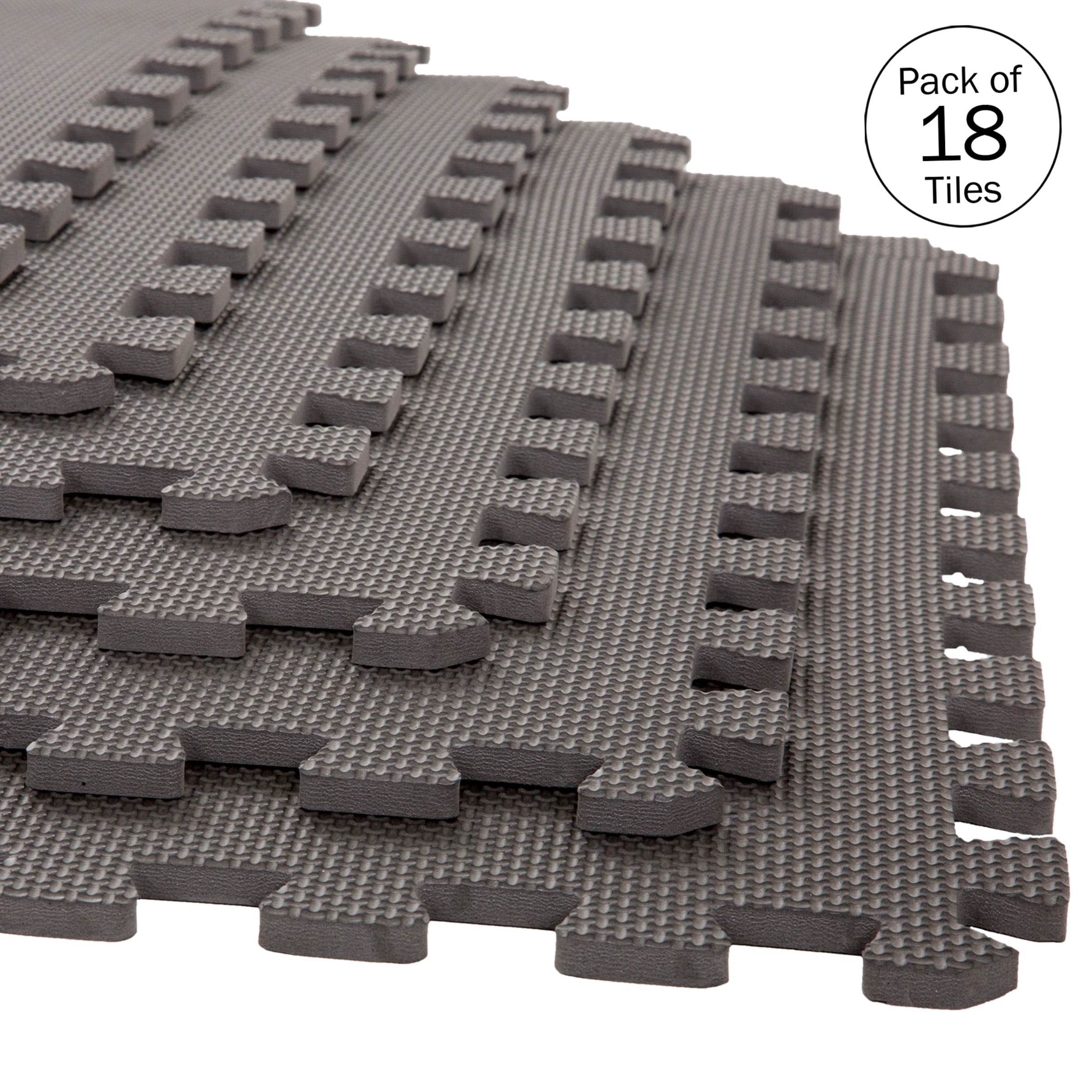 Basement-6PC Set Stalwart Foam Mat Floor Tiles-Interlocking EVA Foam Padding with Soft Carpet Top for Exercise Kid Playroom Garage Yoga Black 