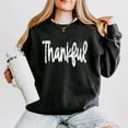 thumbnail image 3 of Thankful Cursive Distressed - Women's Lightweight Garment Dyed Sweatshirt, 3 of 11