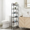 thumbnail image 4 of Greater 6 Tier Slim Rolling Storage Cart, Skinny Bathroom Organizer with 6 Shelves, Mobile Shelving Unit Utility Cart Tower Rack for Kitchen Laundry Office Narrow Places, Black, 4 of 8
