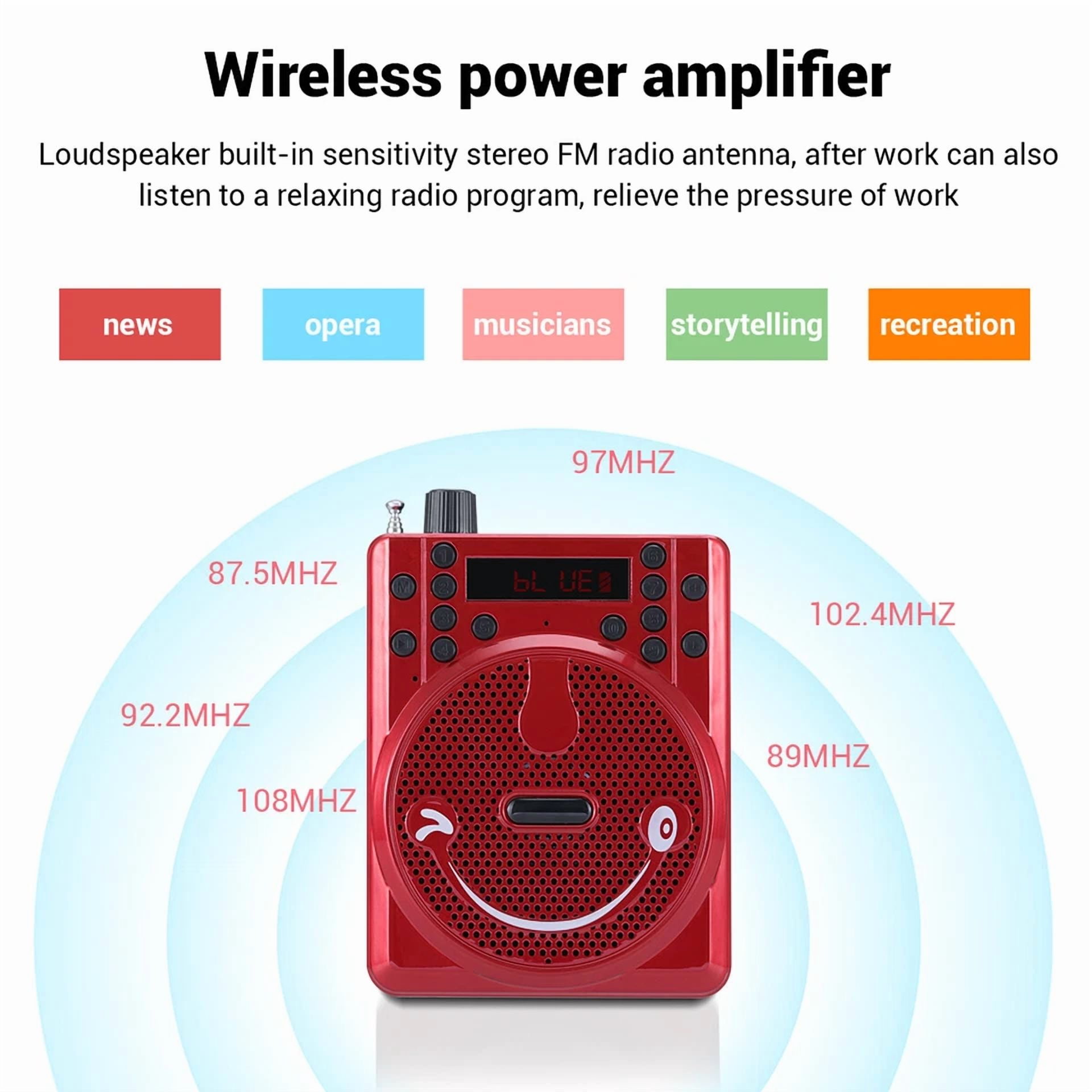 CRESTIN- Portable Wireless Amplifier With Wired Microphone Bt-82 Red Voice Amplifier Am