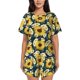thumbnail image 1 of Fotbe Sunflowers Conjunto de Pijama Estampado para Mujer, 2 Piezas, Ropa de Dormir con Camiseta de Manga Corta y Shorts Suaves-Medium, 1 of 6