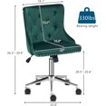 thumbnail image 2 of HYJY Green Velvet Armless Home Office Desk Chair with Gold Base/Wheels, Small Cute Vanity/Makeup Chair with Back for Bedroom, Upholstered Adjustable Rolling Swivel Nail Chair for Women/Girls, 2 of 10