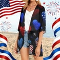 thumbnail image 5 of JULMCOMO 4th of July Lightweight Cardigans for Women Stars Stripes Half Sleeve Independence Day Kimono Cover Ups Summer Tops Black XL, 5 of 6
