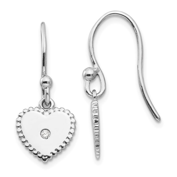 Primal Silver Sterling Silver Diamond Heart Dangle Earrings