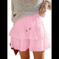 thumbnail image 1 of Falda Pantalón con Volantes y para Mujer, Estilo Casual, Cintura Alta, Rosa, Talla XL, 1 of 8
