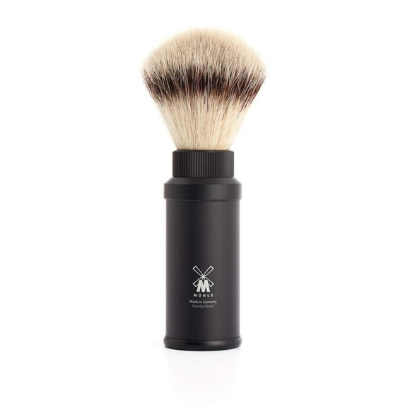 Mhle Brosse à Raser en Fibre d'Aluminium Noir Silvertip - Brosse à Raser de Luxe Portable pour Hommes, Mousse Riche