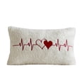 thumbnail image 2 of Valentines Day Pillow, Gaqring Embroidered Heart Decorative Cushion, Cotton Linen Throw Pillow 30x50cm for Sofa Bed Gift, White, 2 of 6