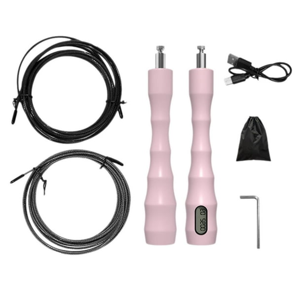 Cuerda de saltar con contador digital para niños y adultos, antideslizante Rosa