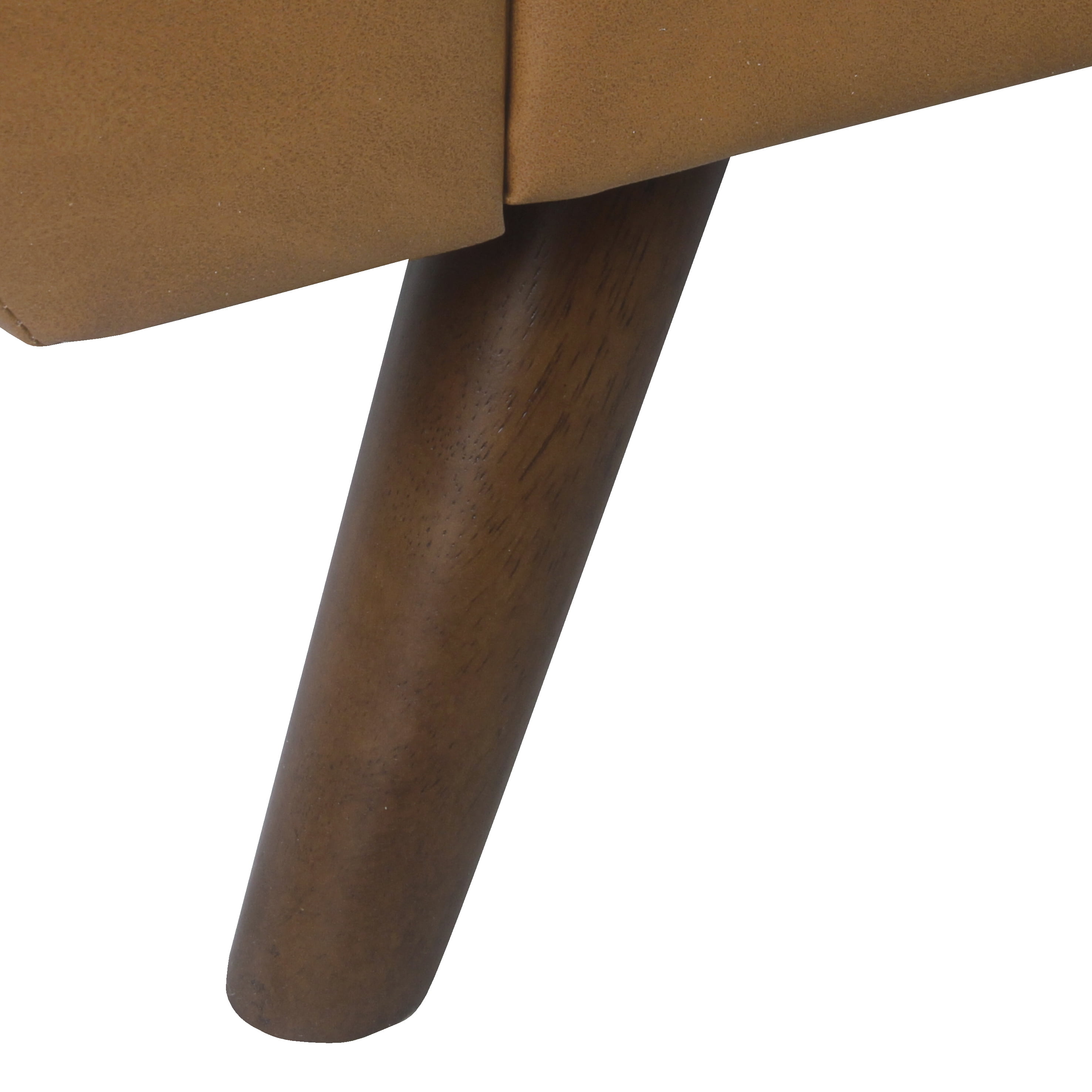 HomePop Modern Storage Bench with Wood Legs - Carmel Vegan Leather