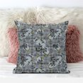 thumbnail image 3 of Amrita Sen Designs CAPL1150BrCDS-BL-18x18 18 x 18 in. Checkerboard Marigold Flowers Broadcloth Indoor & Outdoor Blown & Closed Pillow - Grey, Light Blue & Beige, 3 of 4