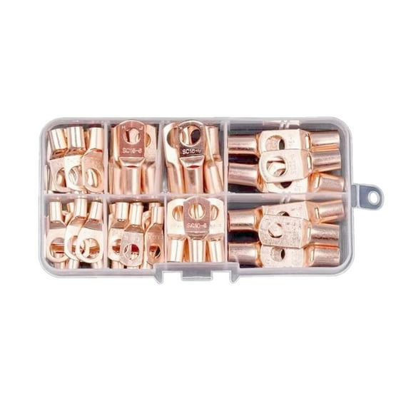 60Pcs Heavy Duty Copper Wire Lugs Rings Terminals Battery Cable Lugs Eyelets Terminals Connectors for Automotive Supplies