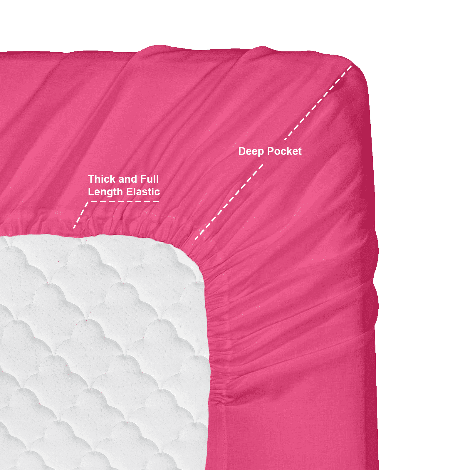 Clara Clark 18" - 21" Extra Deep Pocket Fitted Sheet, Fits High Profile Mattresses with Toppers, Premium 1800 Collection Double Brushed Soft Microfiber, Full Size, Magenta