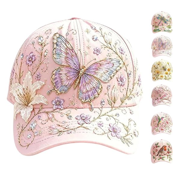 2026 Garden Baseball Cap – 3D Digital Printing, Adjustable Cotton Hummingbird Floral Hat for Women Outdoor Wear