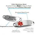 thumbnail image 4 of MyIDDr - Blood Type AB Medical Alert Bracelet, Steel & Black Hearts, Pre-Engraved, 4 of 6